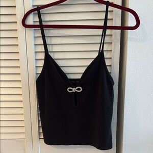 Mango Black Camisole Top with bedazzled bow